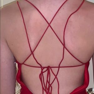 Red laced up back bodysuit